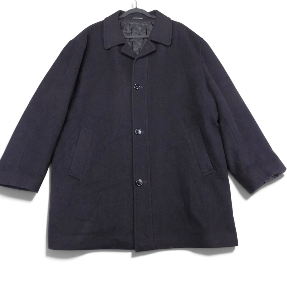Lauren Ralph Lauren Cambridge Wool Cashmere Overcoat Men 48 Black Italian Fabric